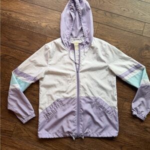 Zine Light Purple and White Colorblock Windbreaker Hoodie